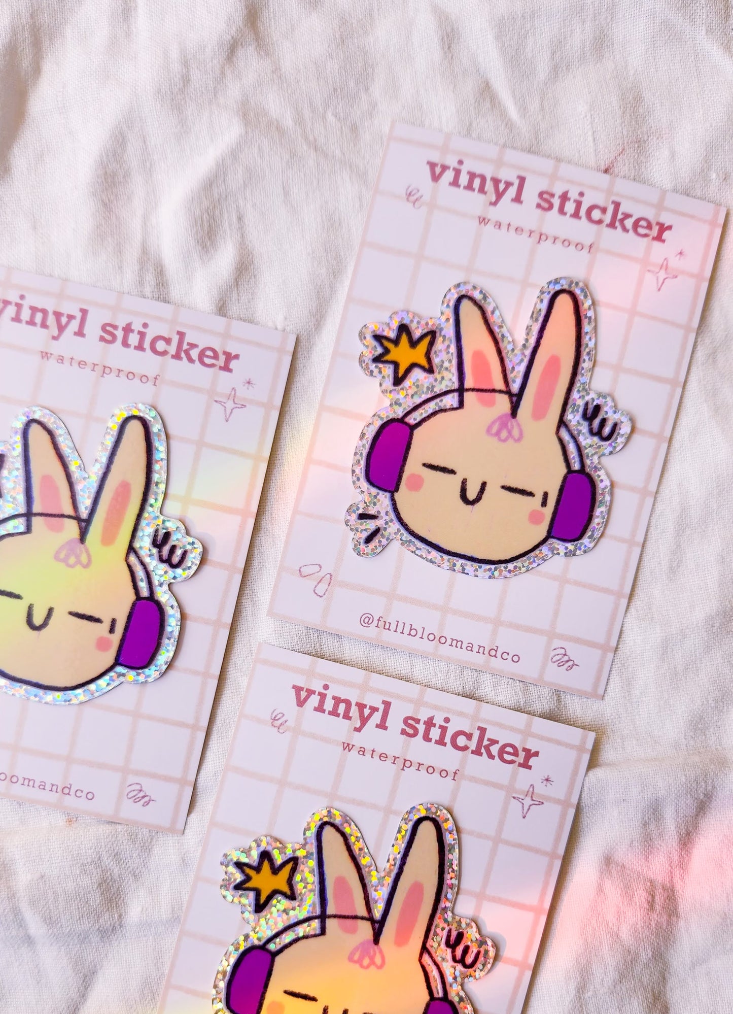 Cool Bunny Vinyl Sticker - Glittery